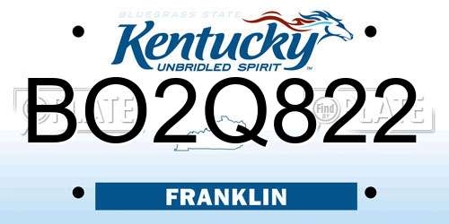 BO2Q822 Kentucky License Plate