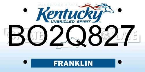 BO2Q827 Kentucky License Plate