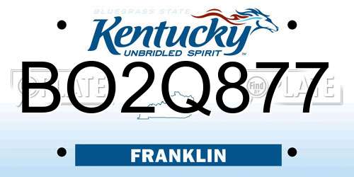 BO2Q877 Kentucky License Plate
