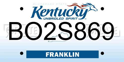 BO2S869 Kentucky License Plate