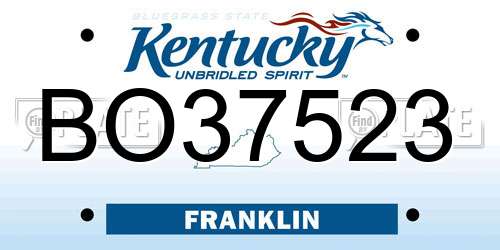 BO37523 Kentucky License Plate