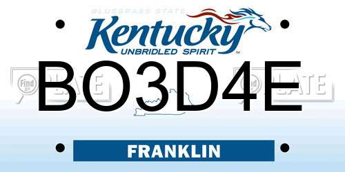 BO3D4E Kentucky License Plate