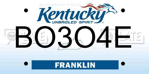 BO3O4E Kentucky License Plate