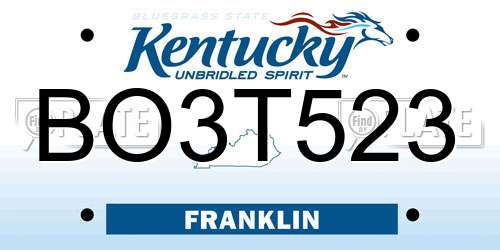 BO3T523 Kentucky License Plate