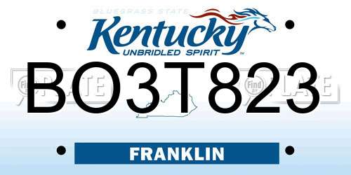 BO3T823 Kentucky License Plate