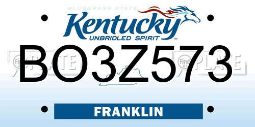 BO3Z573 Kentucky License Plate