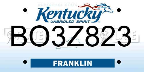 BO3Z823 Kentucky License Plate