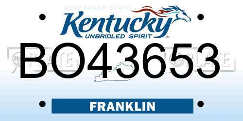 BO43653 Kentucky License Plate