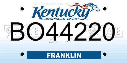 BO44220 Kentucky License Plate