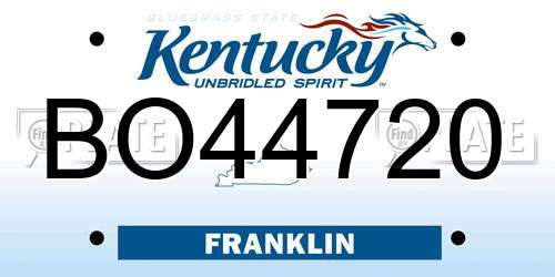 BO44720 Kentucky License Plate