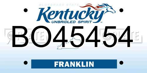 BO45454 Kentucky License Plate