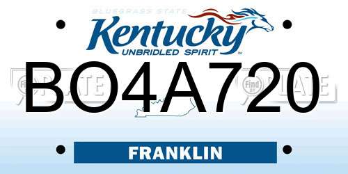 BO4A720 Kentucky License Plate