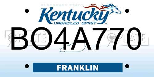 BO4A770 Kentucky License Plate
