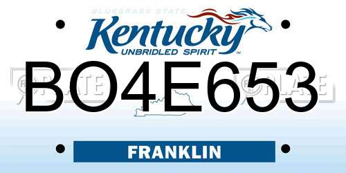 BO4E653 Kentucky License Plate