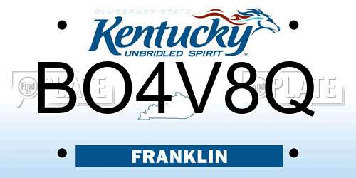 BO4V8Q Kentucky License Plate