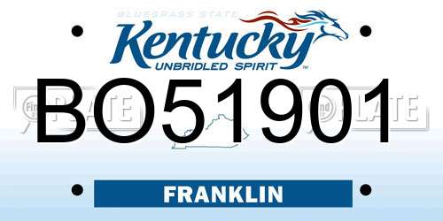 BO51901 Kentucky License Plate