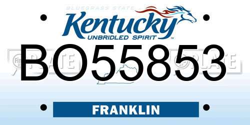 BO55853 Kentucky License Plate