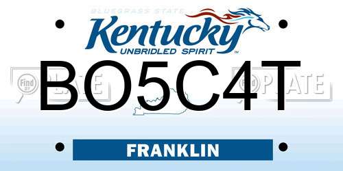 BO5C4T Kentucky License Plate