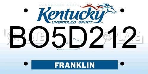 BO5D212 Kentucky License Plate