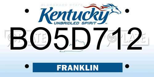 BO5D712 Kentucky License Plate