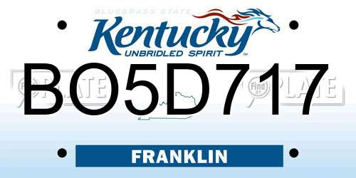 BO5D717 Kentucky License Plate