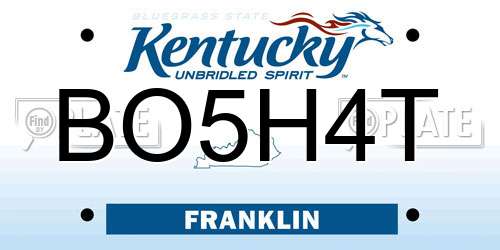 BO5H4T Kentucky License Plate