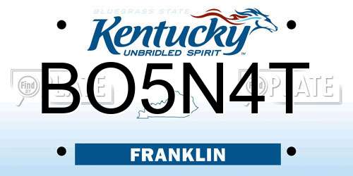BO5N4T Kentucky License Plate