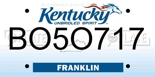 BO5O717 Kentucky License Plate