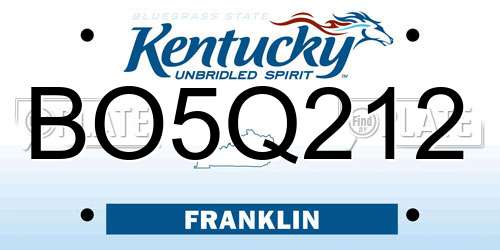 BO5Q212 Kentucky License Plate