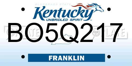 BO5Q217 Kentucky License Plate