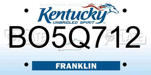 BO5Q712 Kentucky License Plate