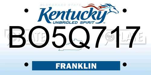 BO5Q717 Kentucky License Plate
