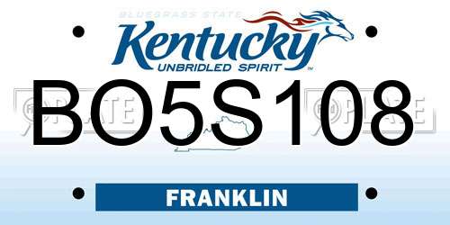 BO5S108 Kentucky License Plate
