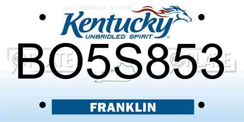 BO5S853 Kentucky License Plate
