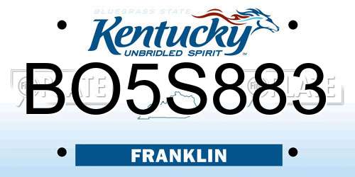 BO5S883 Kentucky License Plate