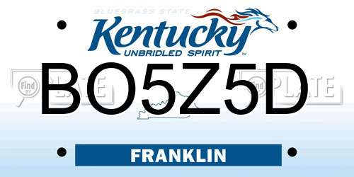 BO5Z5D Kentucky License Plate
