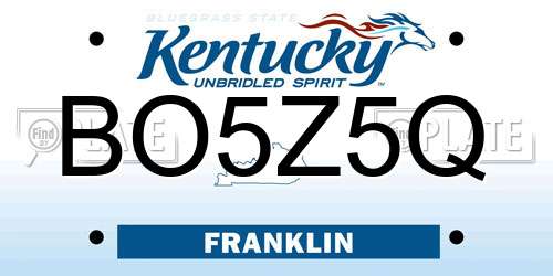BO5Z5Q Kentucky License Plate