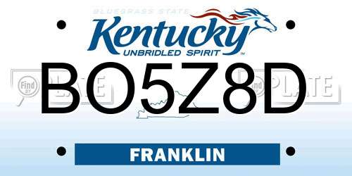 BO5Z8D Kentucky License Plate