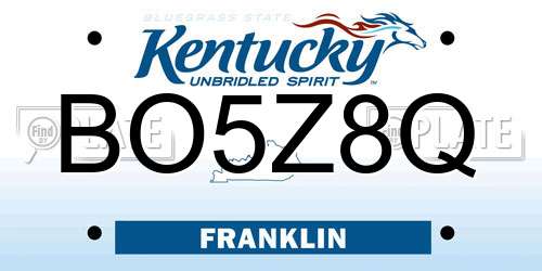 BO5Z8Q Kentucky License Plate