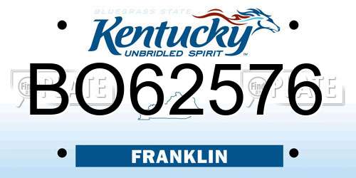 BO62576 Kentucky License Plate