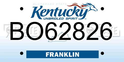 BO62826 Kentucky License Plate