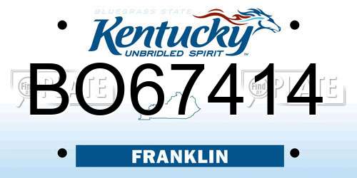 BO67414 Kentucky License Plate