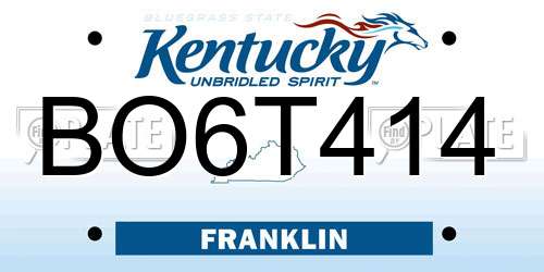 BO6T414 Kentucky License Plate