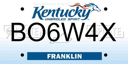 BO6W4X Kentucky License Plate