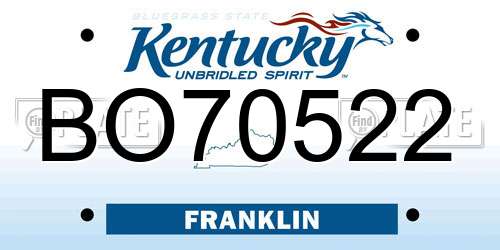 BO70522 Kentucky License Plate