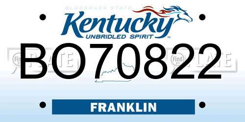 BO70822 Kentucky License Plate