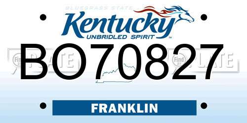 BO70827 Kentucky License Plate