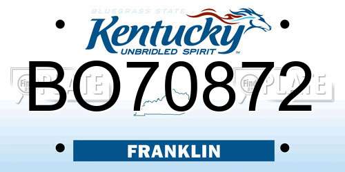 BO70872 Kentucky License Plate