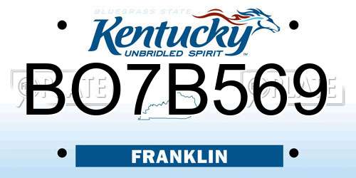 BO7B569 Kentucky License Plate