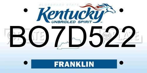BO7D522 Kentucky License Plate